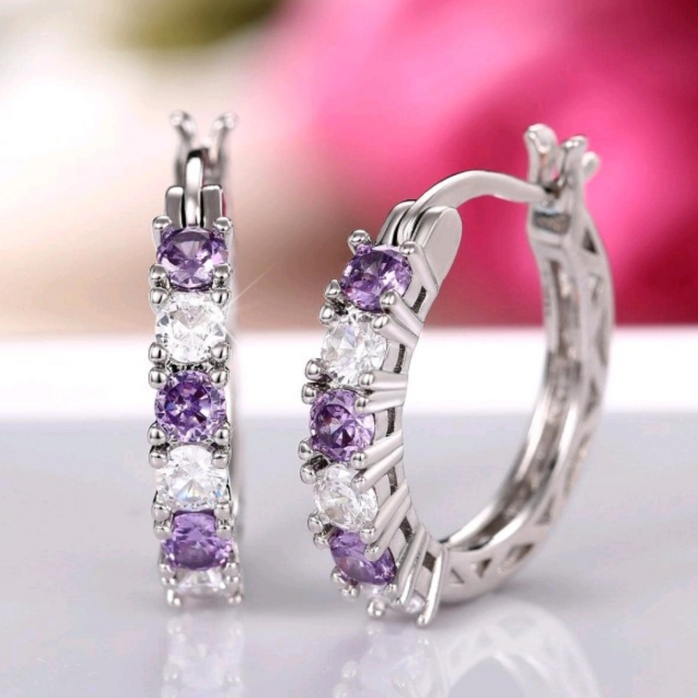 Elegant Cubic Zirconia Hoop Earrings